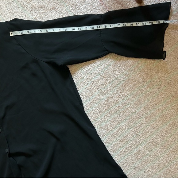 Vintage Studio C Plus Black Semi Sheer Blouse Flouncy Sleeves Size 22/24 - Picture 9 of 12